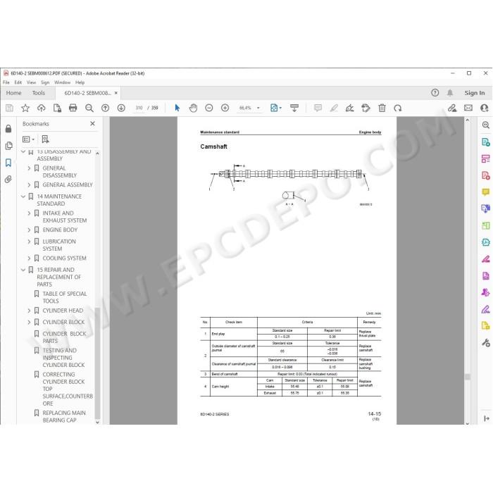 Komatsu Engine 6D140-2 series service manual