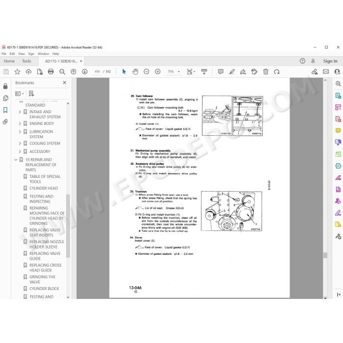 Komatsu Engine 6D170-1 series service manual