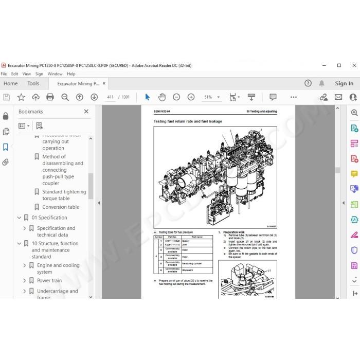 Komatsu Excavator PC1250-8 PC1250SP-8 PC1250LC-8 service & repair manual