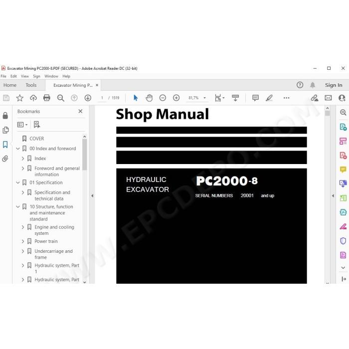 Komatsu Mining Excavator PC2000-8 service & repair manual
