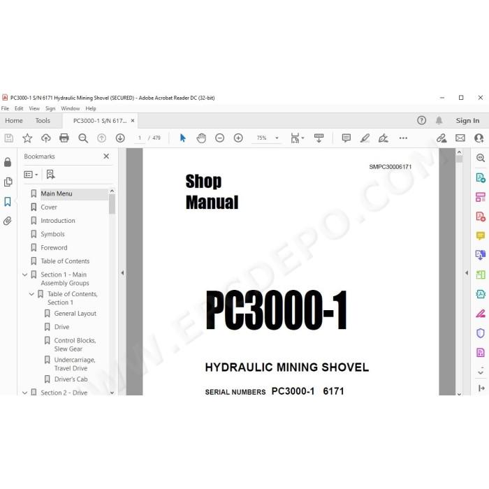 Komatsu Mining Shovel PC3000-1 service & repair manual