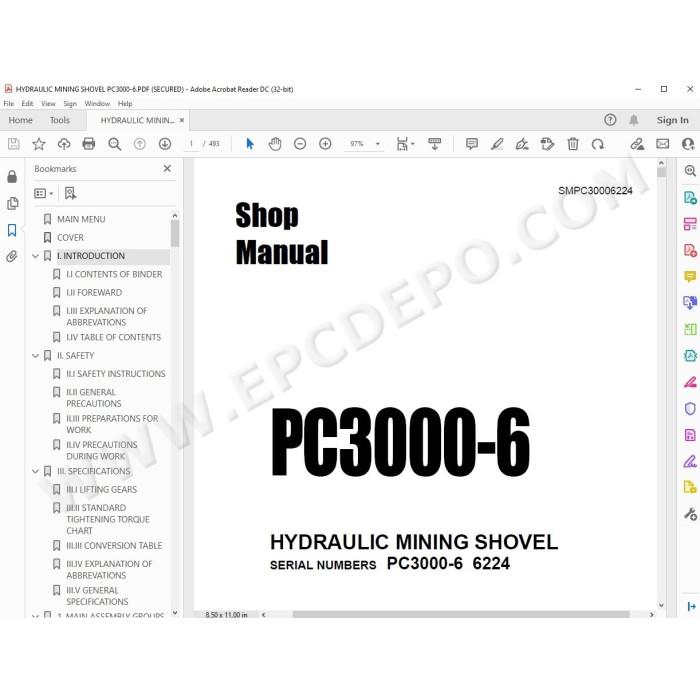 Komatsu Mining Shovel PC3000-6 service & repair manual