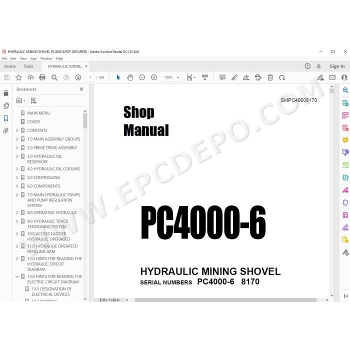 Komatsu Mining Shovel PC4000-6 service & repair manual