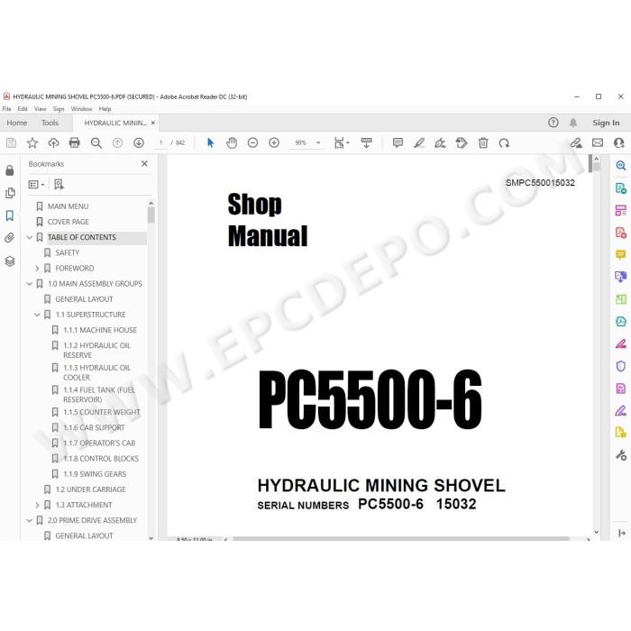 Komatsu Mining Shovel PC5500-6 service & repair manual
