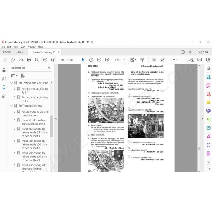 Komatsu Excavator PC600-8 PC600LC-8 service & repair manual