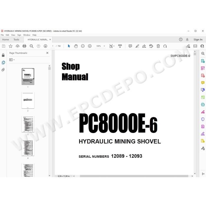 Komatsu Mining Shovel PC8000E-6 service & repair manual