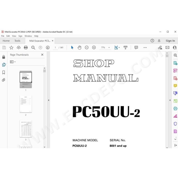 Komatsu Mini Excavator PC50UU-2 service & repair manual