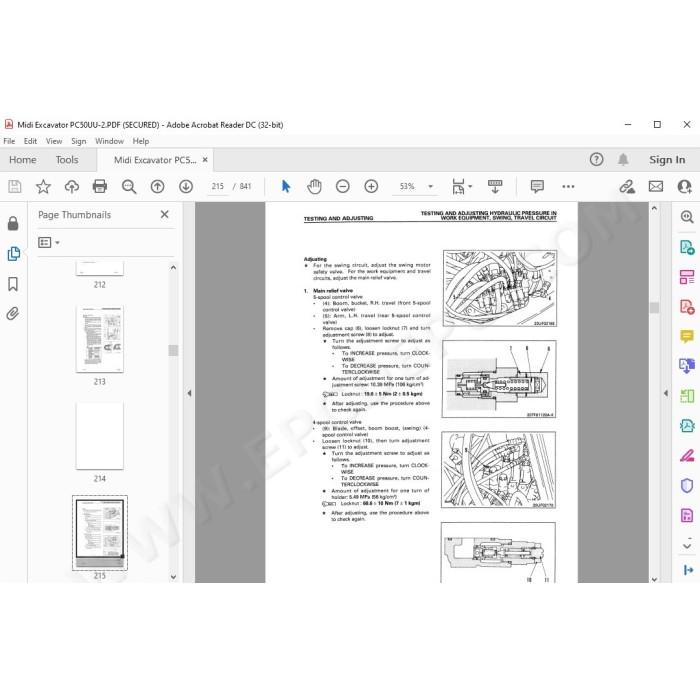 Komatsu Mini Excavator PC50UU-2 service & repair manual