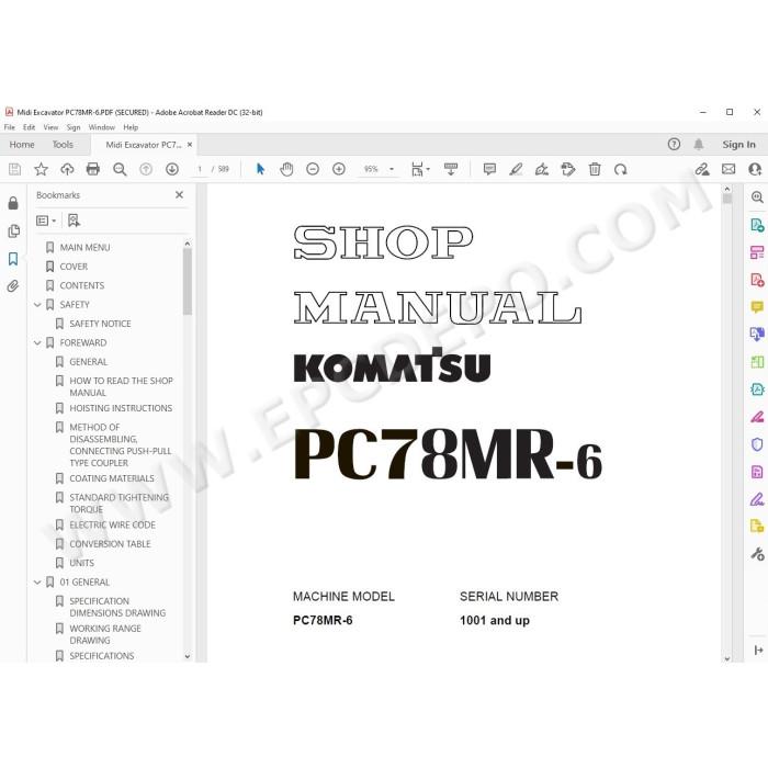 Komatsu Mini Excavator PC78MR-6 service & repair manual