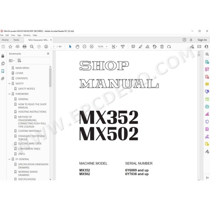 Komatsu Mini Excavator MX352 MX502 service & repair manual