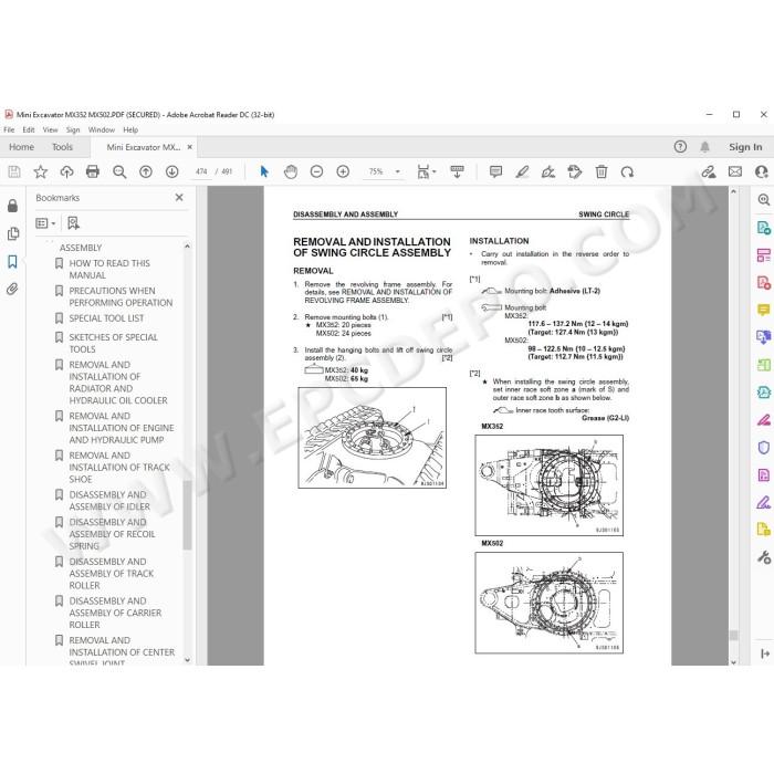 Komatsu Mini Excavator MX352 MX502 service & repair manual