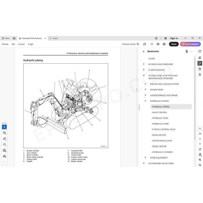 Komatsu Mini Excavator PC01-1A service & repair manual