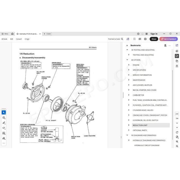 Komatsu Mini Excavator PC01-1A service & repair manual
