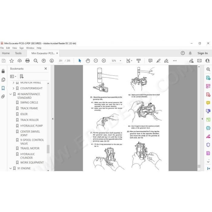 Komatsu Mini Excavator PC03-2 service & repair manual