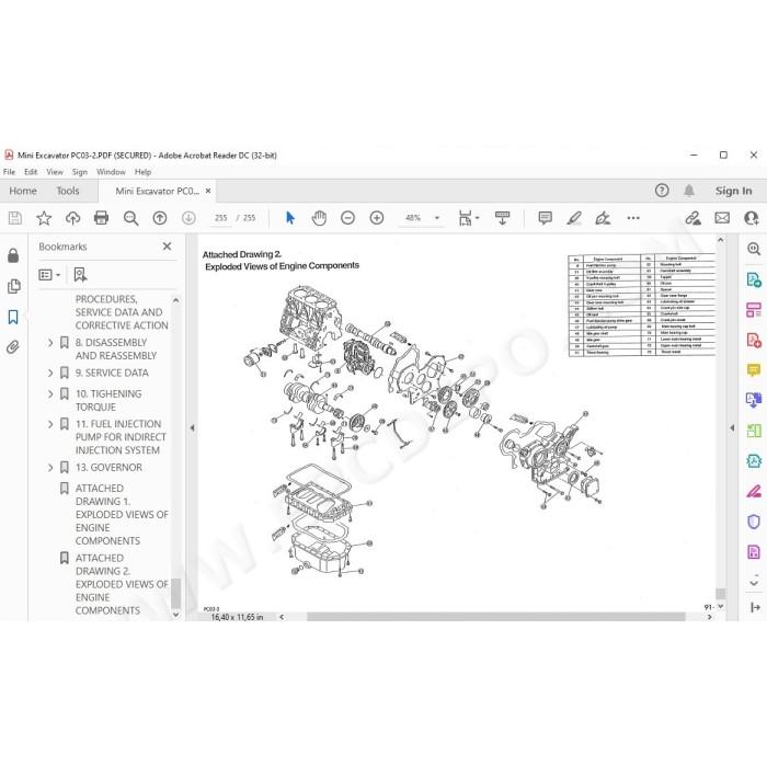 Komatsu Mini Excavator PC03-2 service & repair manual