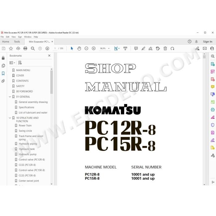 Komatsu Mini Excavator PC12R-8 PC15R-8 service & repair manual