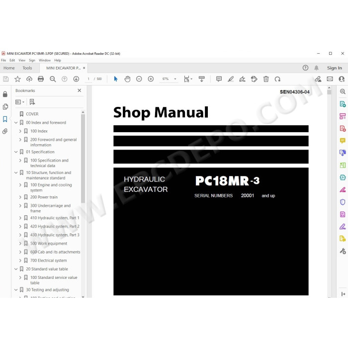 Komatsu Mini Excavator PC18MR-3 service & repair manual