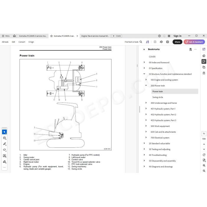 Komatsu Mini Excavator PC20MR-3 service & repair manual