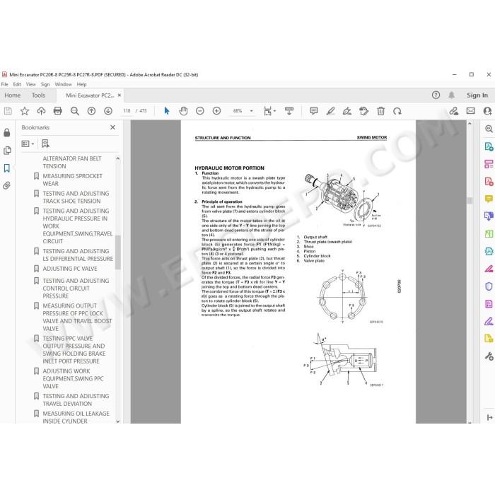 Komatsu Mini Excavator PC20R-8 PC25R-8 PC27R-8 service & repair manual