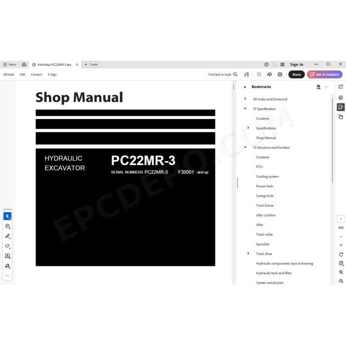 Komatsu Mini Excavator PC22MR-3 service & repair manual