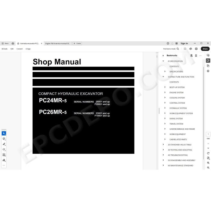 Komatsu Mini Excavator PC24MR-5 PC26MR-5 service & repair manual