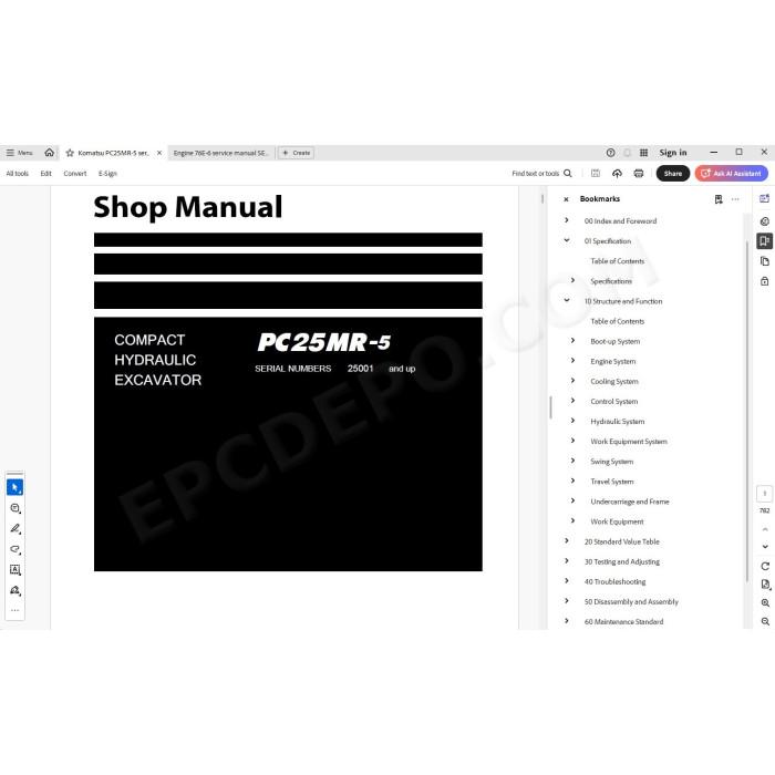 Komatsu Mini Excavator PC25MR-5 service & repair manual