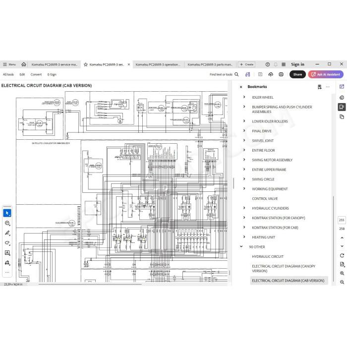 Komatsu Mini Excavator PC26MR-3 parts + service manual