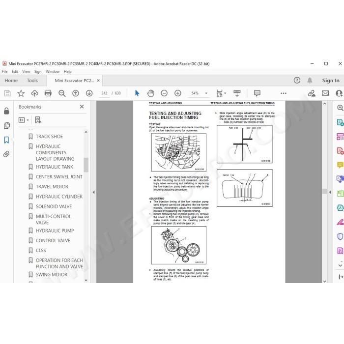 Komatsu Mini Excavator PC27MR-2 PC30MR-2 PC35MR-2 PC40MR-2 PC50MR-2 service & repair manual