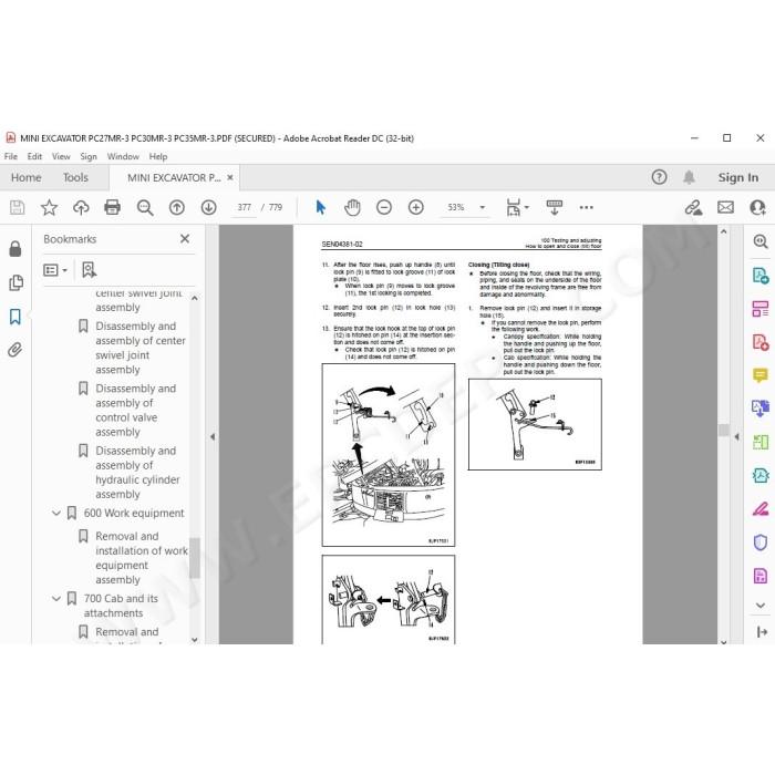 Komatsu Mini Excavator PC27MR-3 PC30MR-3 PC35MR-3 service & repair manual