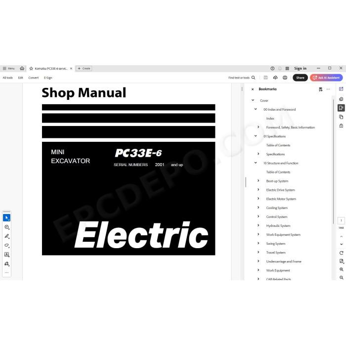 Komatsu Mini Excavator PC33E-6 service & repair manual