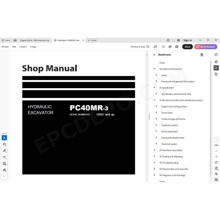 Komatsu Excavator PC40MR-3 service & repair manual