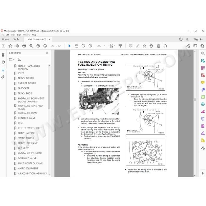 Komatsu Mini Excavator PC58UU-3 service & repair manual
