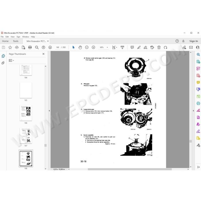 Komatsu Mini Excavator PC75UU-1 service & repair manual