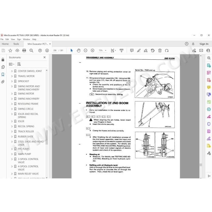 Komatsu Mini Excavator PC75UU-2 service & repair manual