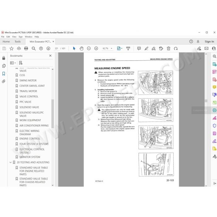Komatsu Mini Excavator PC75UU-3 service & repair manual
