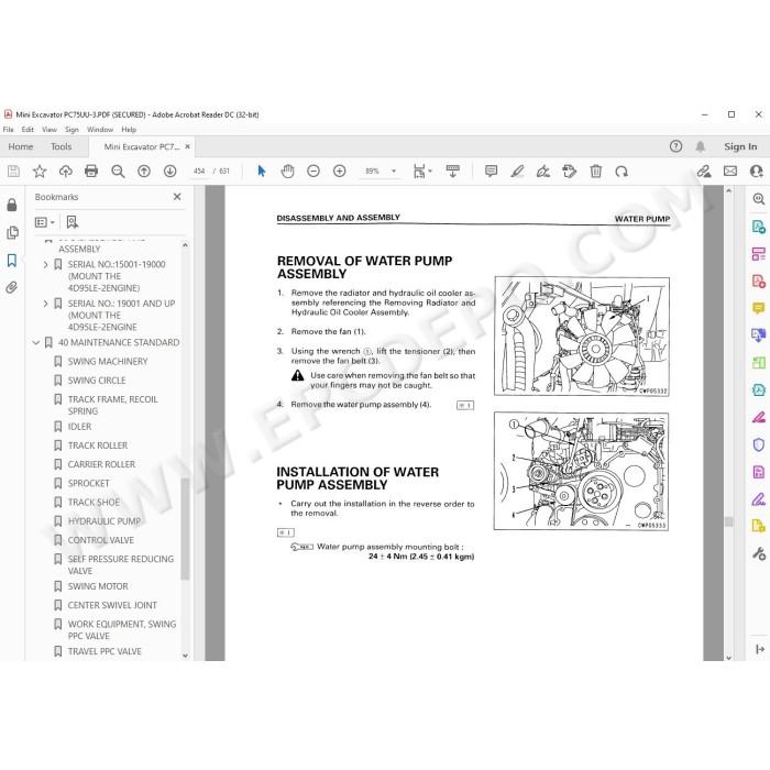 Komatsu Mini Excavator PC75UU-3 service & repair manual