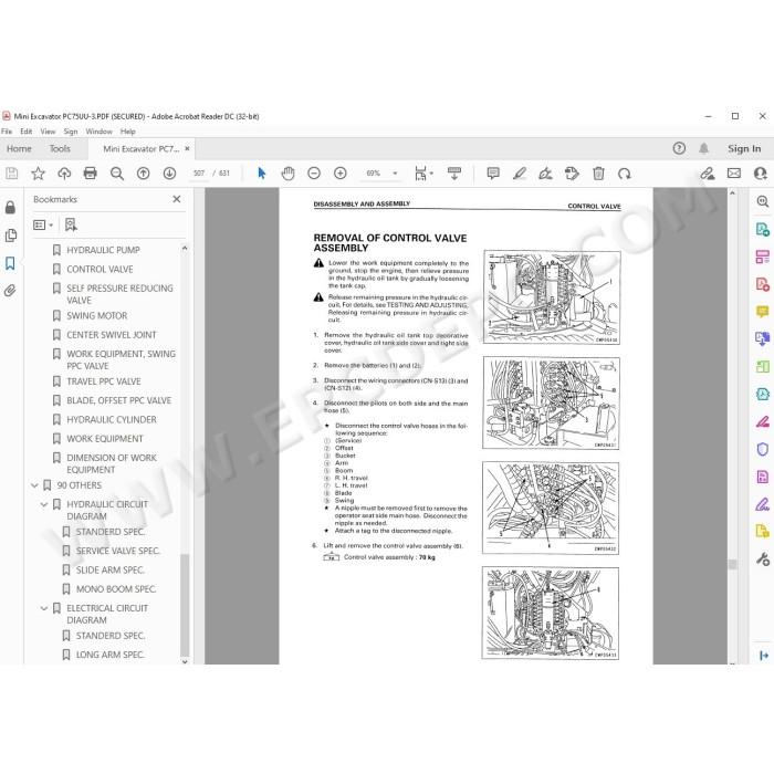 Komatsu Mini Excavator PC75UU-3 service & repair manual
