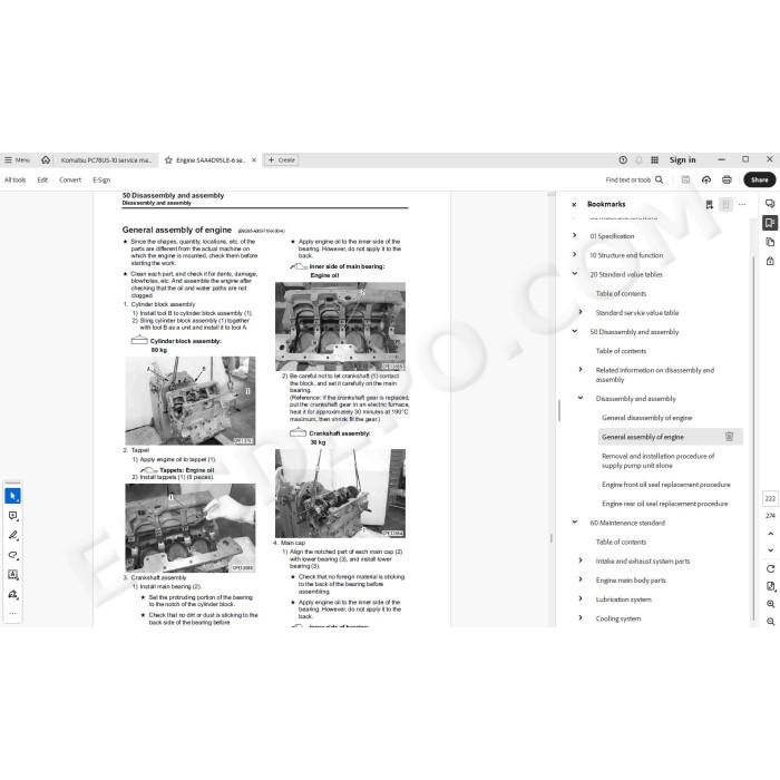 Komatsu Mini Excavator PC78US-10 service & repair manual