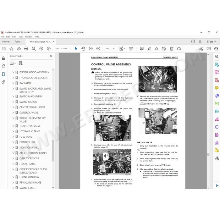Komatsu Mini Excavator PC78UU-6 PC78US-6 service & repair manual