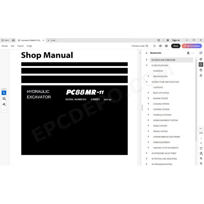 Komatsu Excavator PC88MR-11 service & repair manual