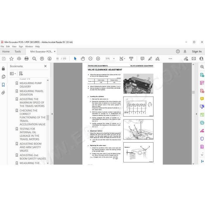 Komatsu Mini Excavator PC95-1 service & repair manual