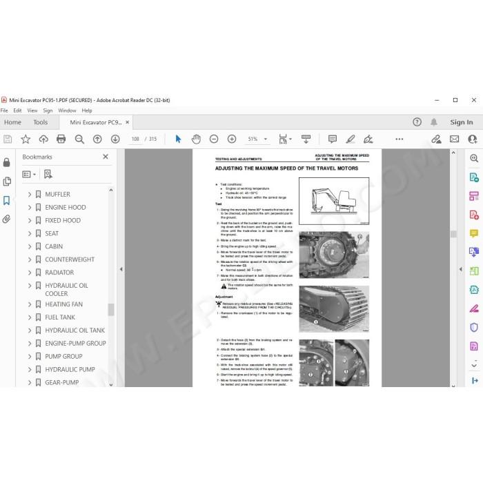 Komatsu Mini Excavator PC95-1 service & repair manual