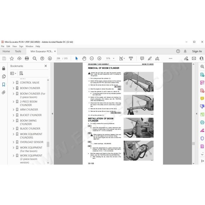 Komatsu Mini Excavator PC95-1 service & repair manual
