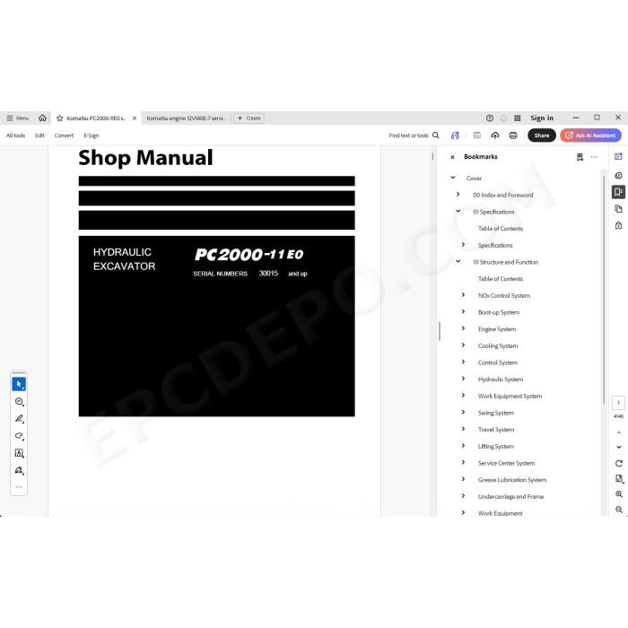 Komatsu Mining Excavator PC2000-11E0 service & repair manual