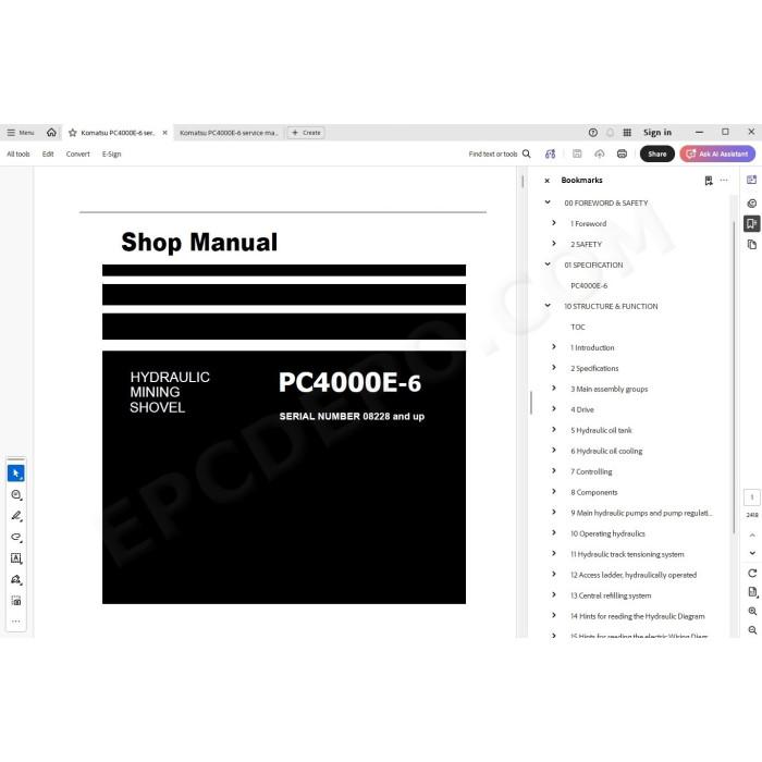 Komatsu Mining Shovel PC4000E-6 service & repair manual