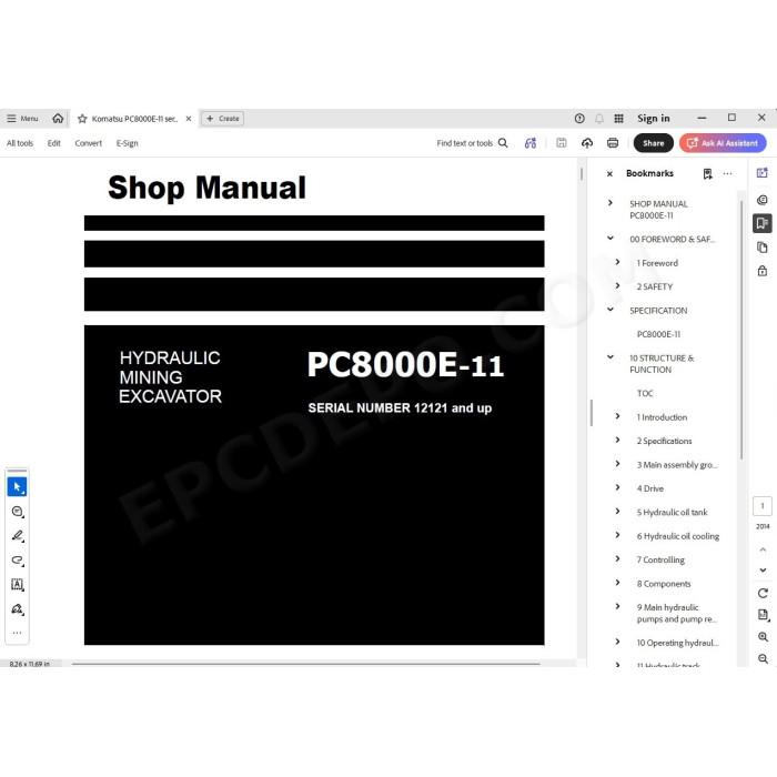 Komatsu Mining Excavator PC8000E-11 service & repair manual