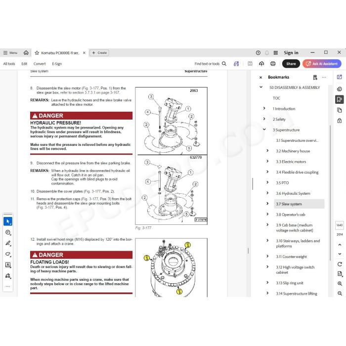 Komatsu Mining Excavator PC8000E-11 service & repair manual