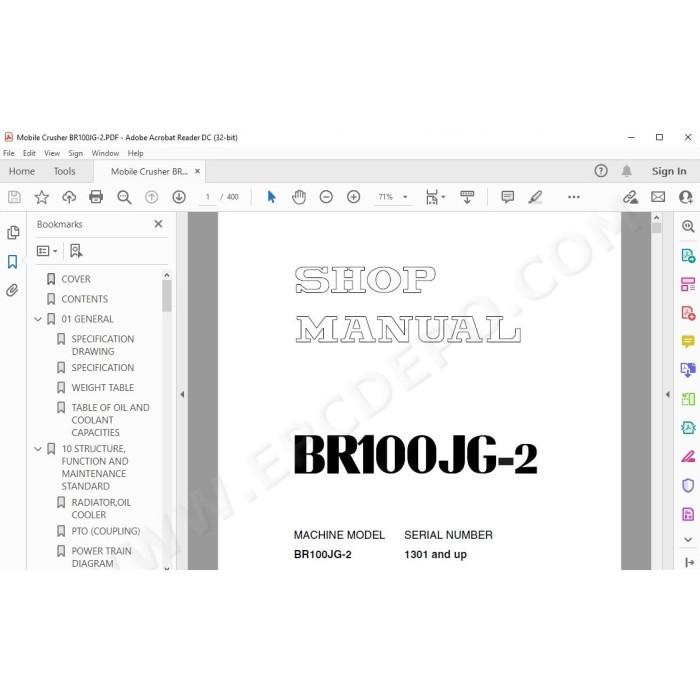 Komatsu Mobile Crusher BR100JG-2 service & repair manual