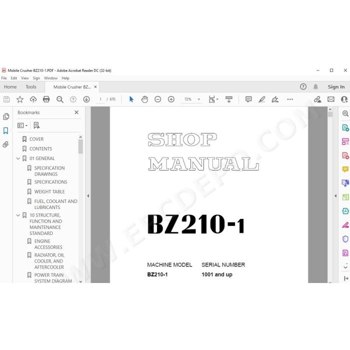 Komatsu Mobile Crusher BZ210-1 service & repair manual