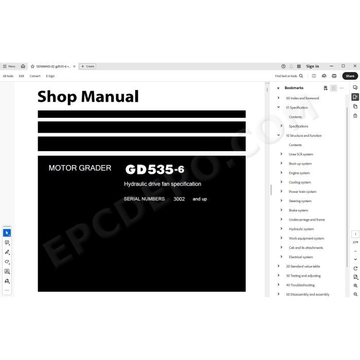 Komatsu Motor Grader GD535-6 service & repair manual